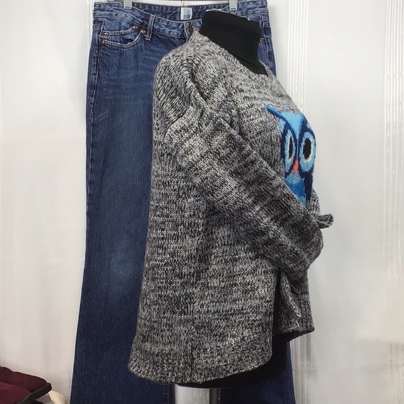 JOLT Graphic Owl Heather Knit High Low Crew Neck Long Sleeve Sweater - Picture 9 of 10